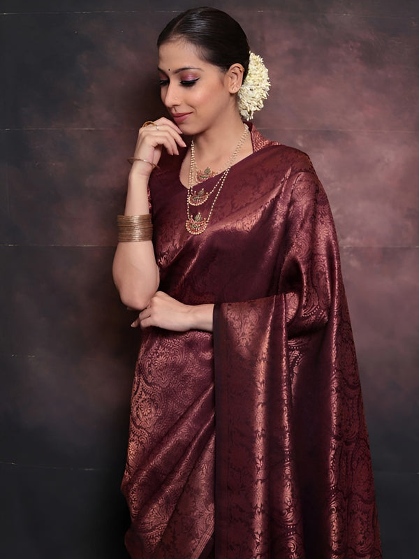 Woven Design Zari Silk Blend Banarasi Saree