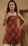 Ethnic Motifs Printed Square Neck Pure Cotton Kurti