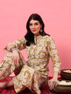 Beige Floral Printed Kurta Set A - Line Kurta Set - Mahukaa