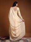 Back look of Beige Round Neck Embroidered Anarkali Set with Dupatta - Mahukaa
