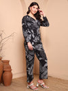 Black Floral Co - ord Set in Pure Cotton - Mahukaa