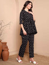 Black Ikkat Pure Cotton A - Line Co - ord Set - Mahukaa