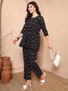 Black Ikkat Pure Cotton A - Line Co - ord Set - Mahukaa