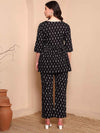 Black Ikkat Pure Cotton A - Line Co - ord Set - Mahukaa