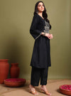 Black Zari Embroidery Kurta Set With Dupatta - Mahukaa