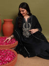 Black Zari Embroidery Kurta Set With Dupatta - Mahukaa
