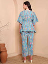 Blue Pure Cotton Floral Kaftan Set - Mahukaa