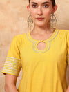 Corn Yellow Keyhole Neck Kurta Sharara Set with Dupatta - Mahukaa
