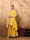 Corn Yellow Keyhole Neck Kurta Sharara Set with Dupatta - Mahukaa