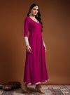 Fushcia pink anarkali set with dupatta - Mahukaa