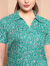 Green Floral Printed Co - ord Set with Shirt Collar - Mahukaa