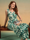 Green Paisley Printed Straight Kurta Set with Sweetheart Neck - Mahukaa