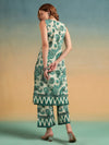 Green Paisley Printed Straight Kurta Set with Sweetheart Neck - Mahukaa