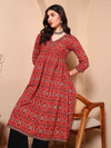 Maroon Pure Cotton Patola Print Angrakha Kurta - Mahukaa