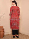 Maroon Pure Cotton Patola Print Angrakha Kurta - Mahukaa