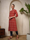 Mahukaa multi-color cotton kurta with Ajrakh print and mandarin collar for festive style
