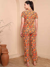 Multi - Color Floral Pure Cotton Co - ord Set with Round Collar - Mahukaa