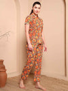Multi - Color Floral Pure Cotton Co - ord Set with Round Collar - Mahukaa