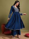Navy Blue Yoke embroidery Anarkali with Duppatta - Mahukaa