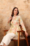 Off white tropical printed gathered tunic - Mahukaa
