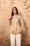 Off white tropical printed gathered tunic - Mahukaa