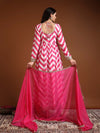 Pink white printed angrakha anarkali with dupatta - Mahukaa