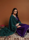 Purple Round V - neckline Anarkali Set with Yoke Embroidery & Dupatta - Mahukaa