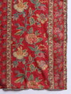Red Floral Anarkali Set with Screen Print and Round Neck - Mahukaa