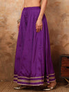 Regal Purple Georgette Anarkali Sharara Set with Sequin Lace and Chinon Dupatta - Mahukaa